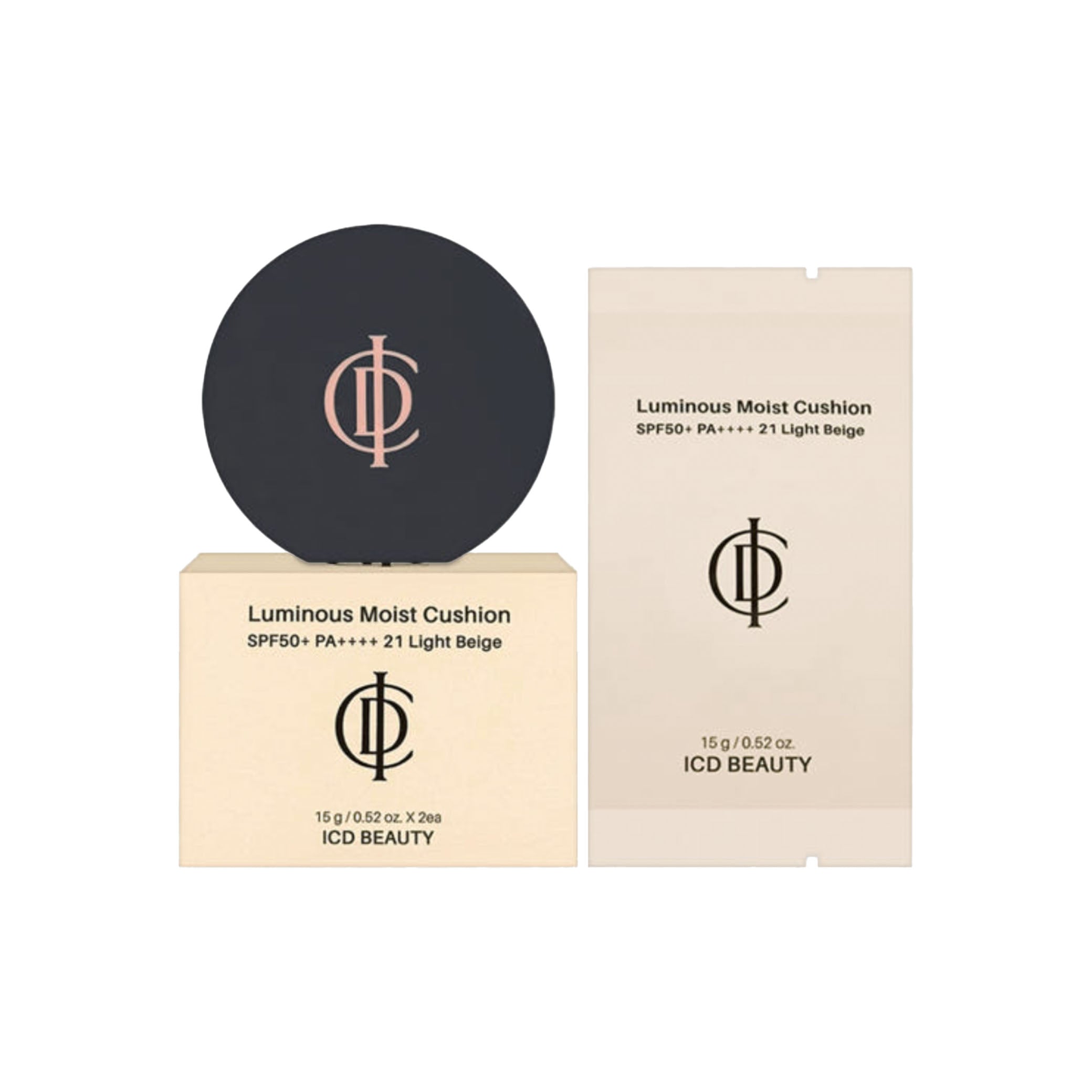 NEW ICD Beauty Luminous Moist Cushion SPF50+ PA++++21 LIGHT BEIGE